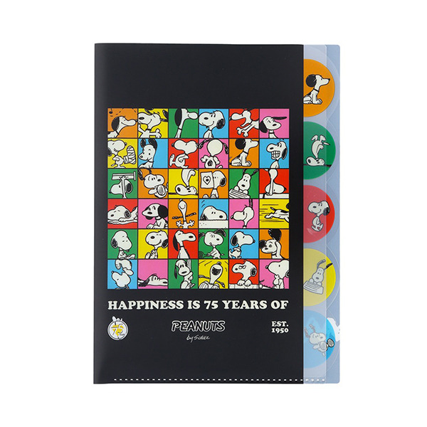 SNOOPY日製A4 5層檔案資料夾(75週年-紀念方塊)