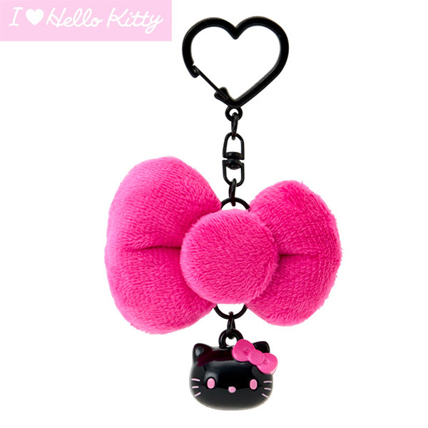 HELLO KITTY蝴蝶結鑰匙圈-黑粉(I Love Hello Kitty)
