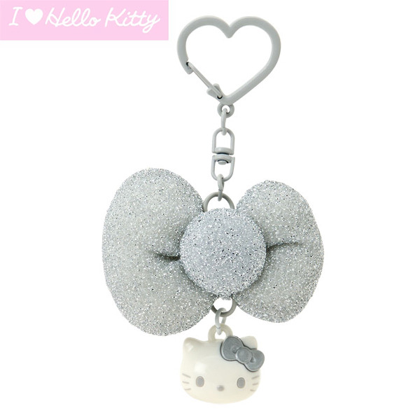 HELLO KITTY蝴蝶結鑰匙圈-銀白(I Love Hello Kitty)