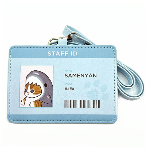 貓福珊迪票卡套/證件套附頸掛帶(鯊魚貓咪)