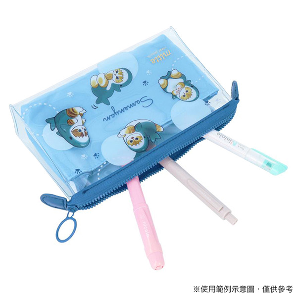 貓福珊迪*MITTE透明分隔三角收納袋(鯊魚貓咪)