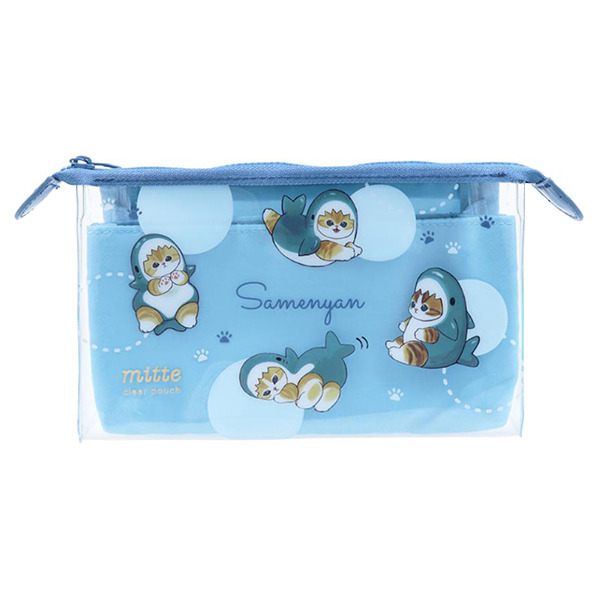 貓福珊迪*MITTE透明分隔三角收納袋(鯊魚貓咪)