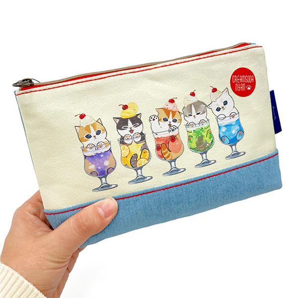 貓福珊迪扁平收納包(汽水貓咪)