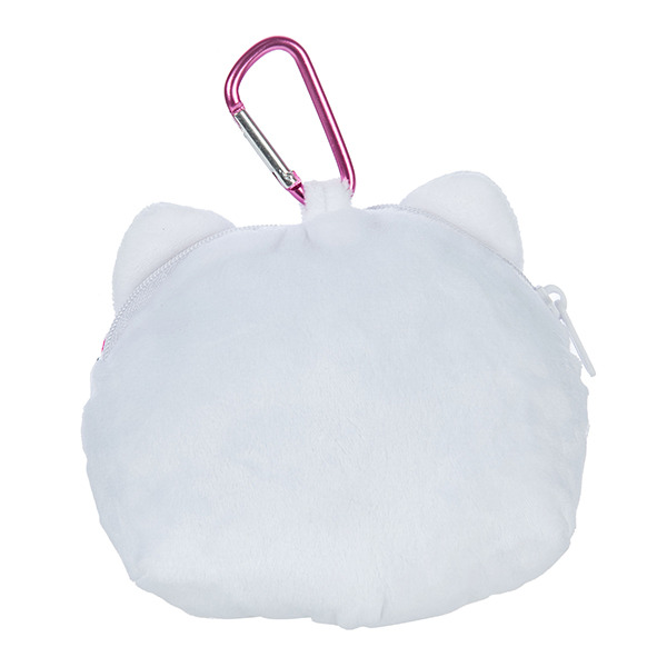 HELLO KITTY大臉造型絨毛零錢包附鎖圈(懷舊千鳥格)