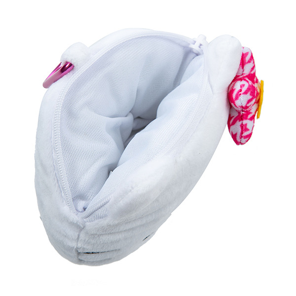 HELLO KITTY大臉造型絨毛零錢包附鎖圈(懷舊千鳥格)