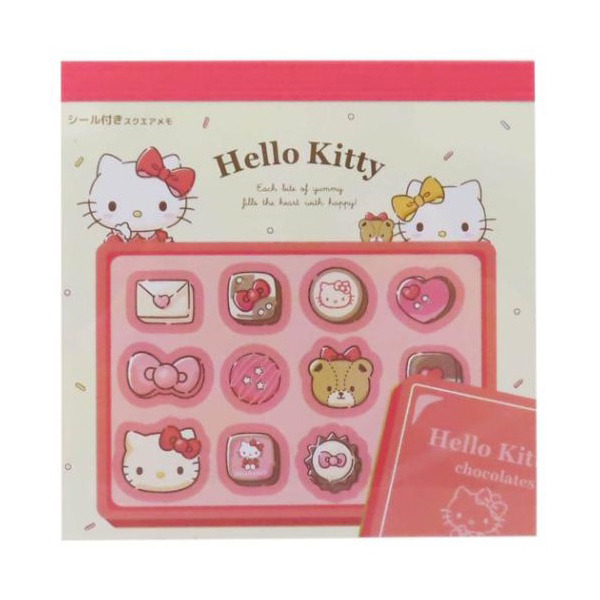 HELLO KITTY日製方形便條紙附貼紙(巧克力)