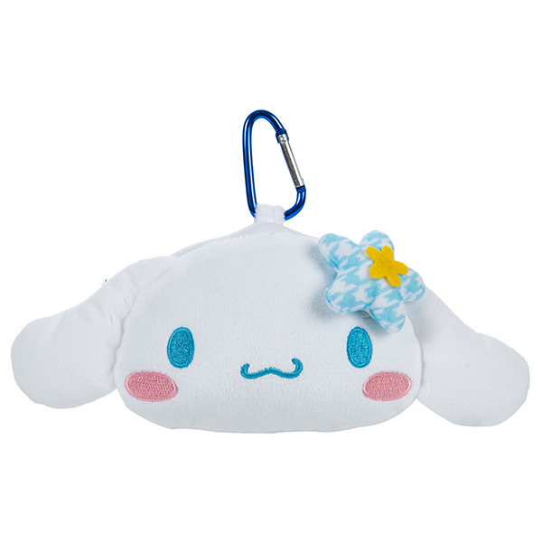 大耳狗大臉造型絨毛零錢包附鎖圈(懷舊千鳥格)