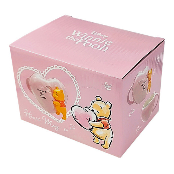 小熊維尼心型立體浮雕陶瓷馬克杯(擁抱)