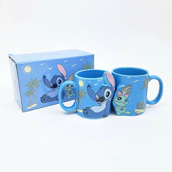 史迪奇&醜ㄚ頭立體浮雕馬克對杯組