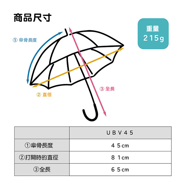 TOMICA兒童雨傘-45cm(白)