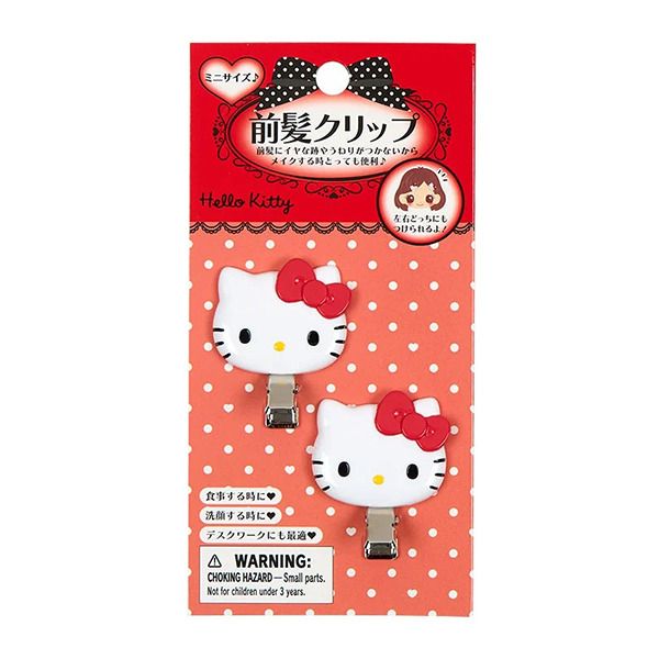 HELLO KITTY大臉造型髮夾/瀏海固定髮夾組-一組2個入(mini-紅)