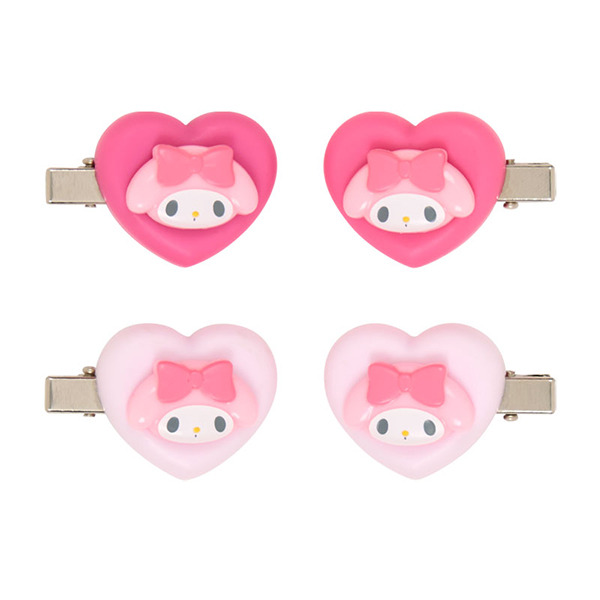 美樂蒂愛心造型迷你髮夾/瀏海固定髮夾組-一組4個入