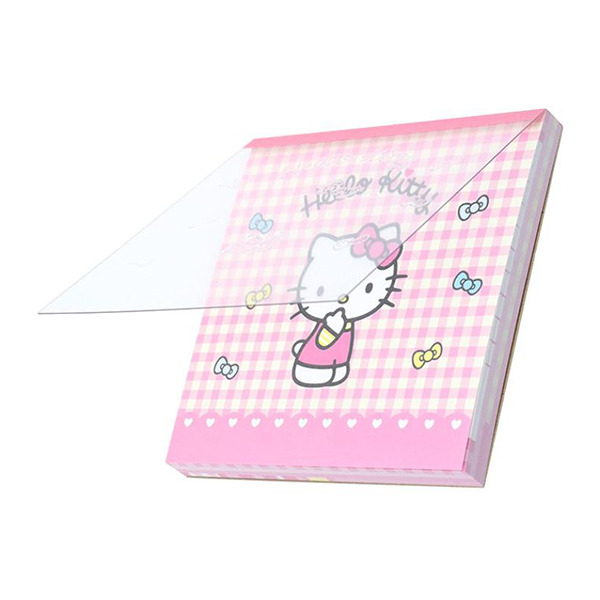 HELLO KITTY日製方形便條本(粉嫩格紋)