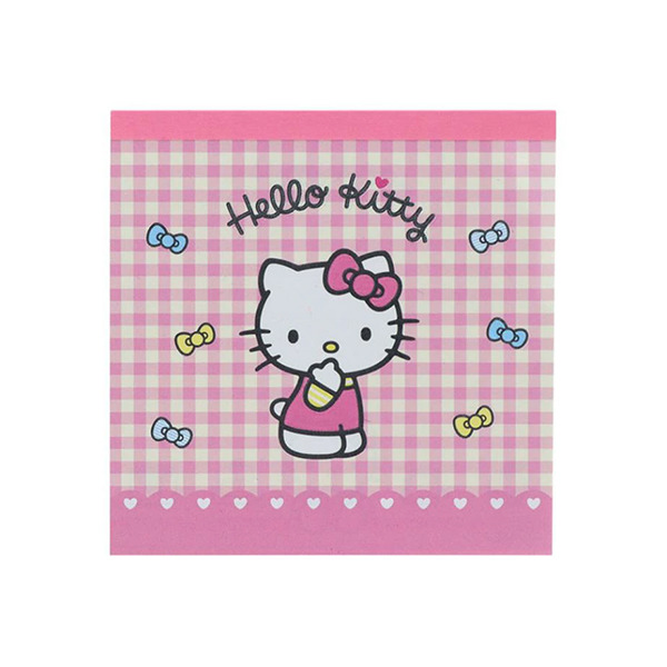 HELLO KITTY日製方形便條本(粉嫩格紋)