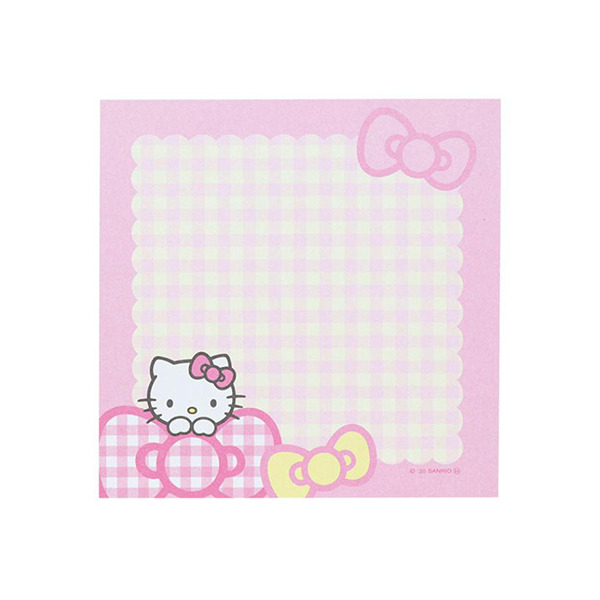 HELLO KITTY日製方形便條本(粉嫩格紋)