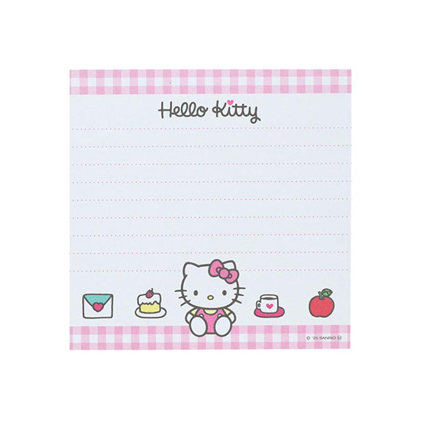 HELLO KITTY日製方形便條本(粉嫩格紋)