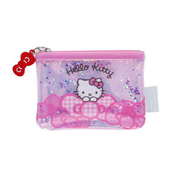HELLO KITTY PVC扁平小物收納袋(粉嫩格紋)