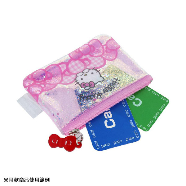 HELLO KITTY PVC扁平小物收納袋(粉嫩格紋)