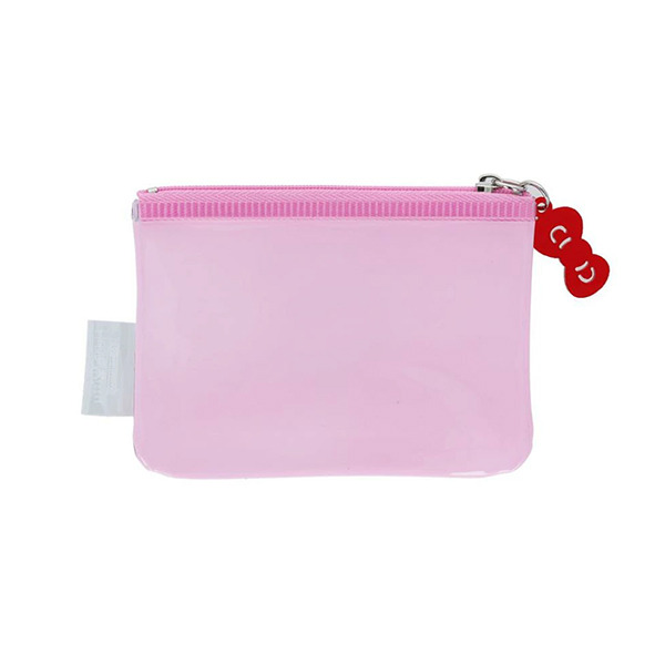 HELLO KITTY PVC扁平小物收納袋(粉嫩格紋)
