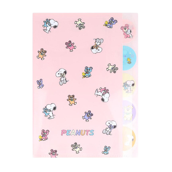 SNOOPY日製A4 5層檔案資料夾(抱抱泰迪熊-粉彩)