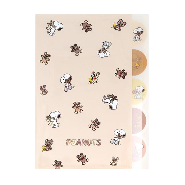 SNOOPY日製A4 5層檔案資料夾(抱抱泰迪熊-咖色)