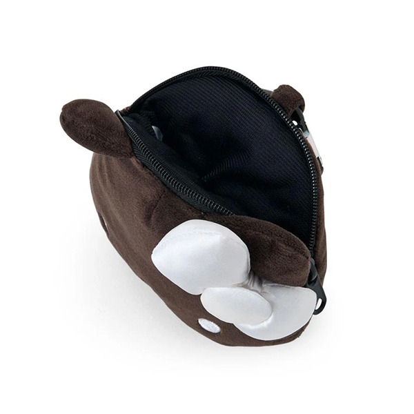 HELLO KITTY大臉造型絨毛化妝包附愛心扣環(黑白)