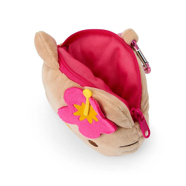 HELLO KITTY大臉造型絨毛化妝包附愛心扣環(曬黑扶桑花)