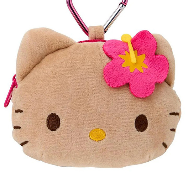 HELLO KITTY大臉造型絨毛化妝包附愛心扣環(曬黑扶桑花)