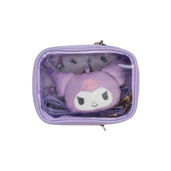 酷洛米透明斜背包/娃包附大臉造型絨毛玩偶小包