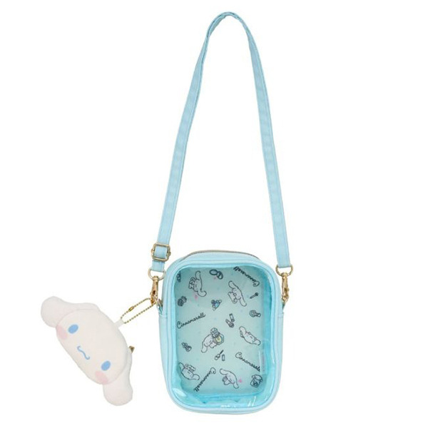 大耳狗透明斜背包/娃包附大臉造型絨毛玩偶小包