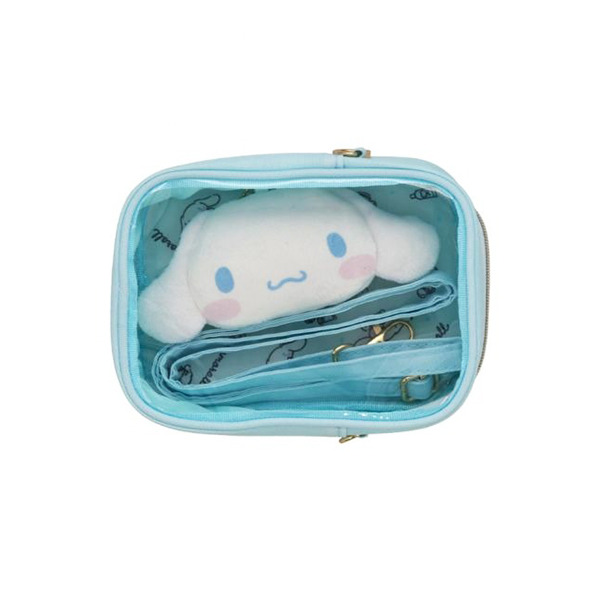 大耳狗透明斜背包/娃包附大臉造型絨毛玩偶小包