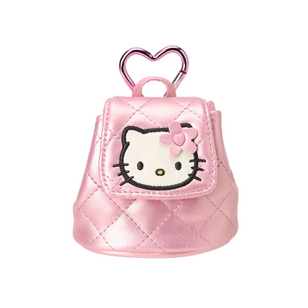 HELLO KITTY小背包造型零錢包附扣環-粉小花(迷你絎縫菱格Ⅱ)