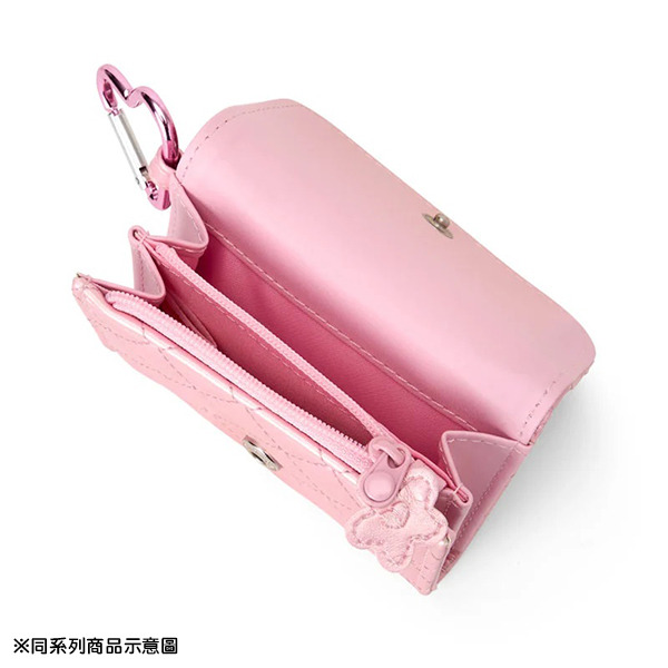 HELLO KITTY卡片零錢包附扣環-白(迷你絎縫菱格Ⅱ)