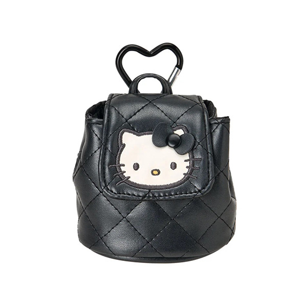 HELLO KITTY小背包造型零錢包附扣環-黑(迷你絎縫菱格Ⅱ)
