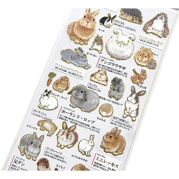 大人的圖鑑日製燙金手帳貼紙(兔子)