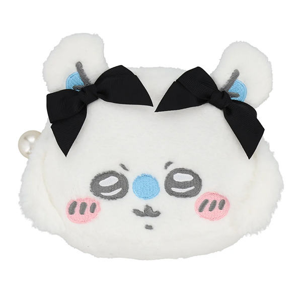 小桃大臉造型絨毛收納包(緞帶蝴蝶結)