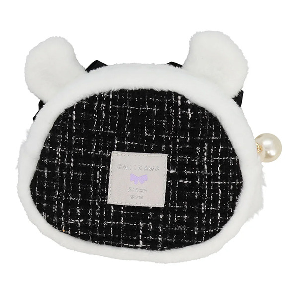 小桃大臉造型絨毛收納包(緞帶蝴蝶結)