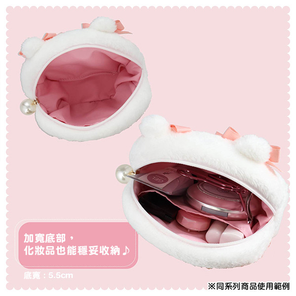 小桃大臉造型絨毛收納包(緞帶蝴蝶結)