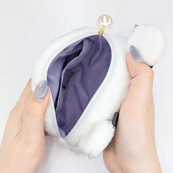 小桃大臉造型絨毛收納包(緞帶蝴蝶結)