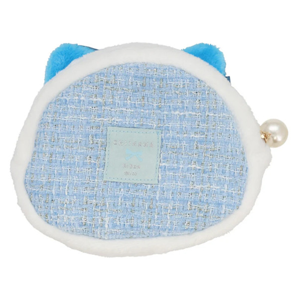 小八貓大臉造型絨毛收納包(緞帶蝴蝶結)