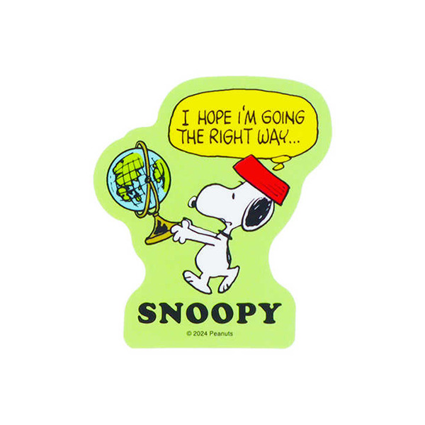 SNOOPY日製塑膠裝飾貼紙(一路順風-地球儀)