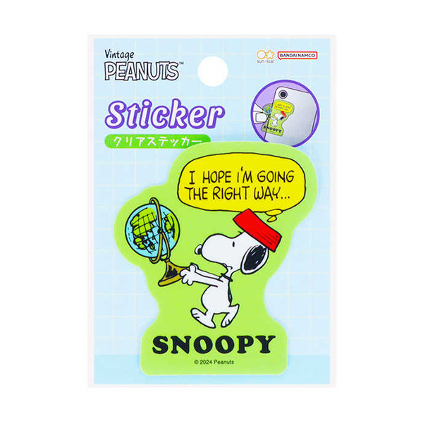 SNOOPY日製塑膠裝飾貼紙(一路順風-地球儀)