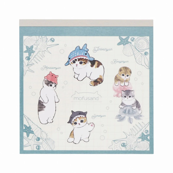 貓福珊迪日製方形便條本(海洋生物頭套貓咪)