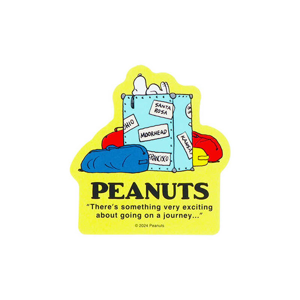 SNOOPY日製塑膠裝飾貼紙(一路順風-行李箱)