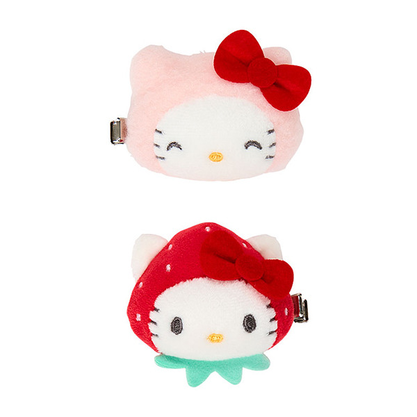 HELLO KITTY大臉造型絨毛髮夾組-一組2個入(My Deco Bag)