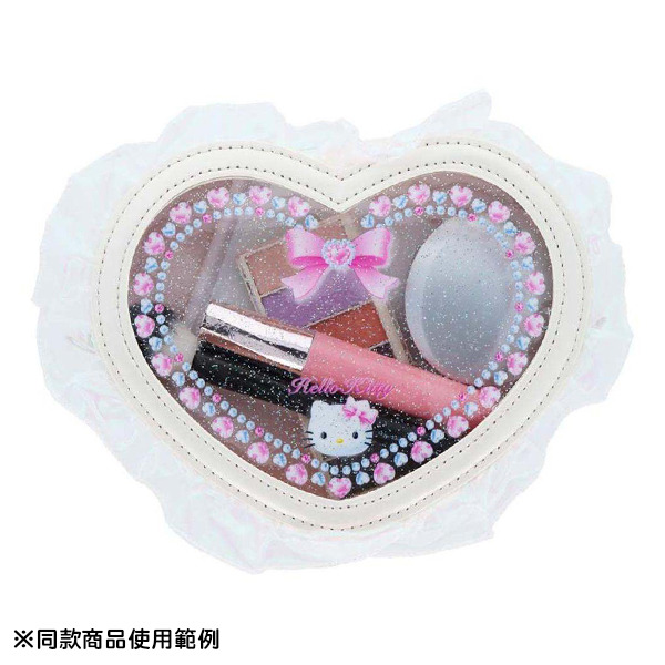 HELLO KITTY心型花邊透明化妝包(Y2K-芭蕾)