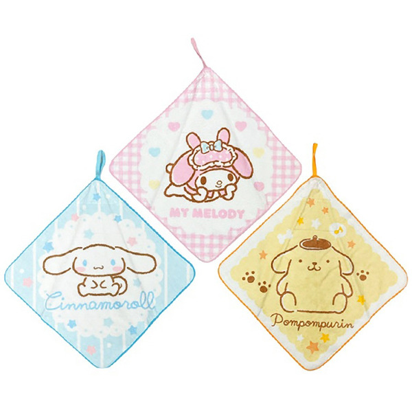 三麗鷗明星可掛式方巾3入組(美樂蒂x大耳狗x布丁狗)