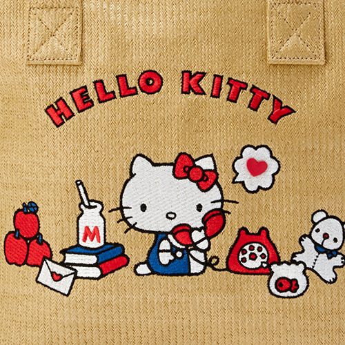 HELLO KITTY編織風手提袋(刺繡)