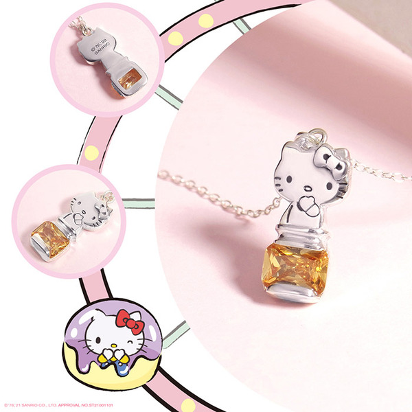 Hello Kitty果醬水晶純銀項鍊-奇幻樂園 