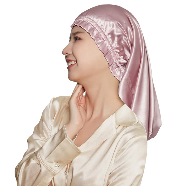 Utukky 100%蠶絲護髮髮帽 玫瑰粉/45cm (及肩長髮) 4573606044847